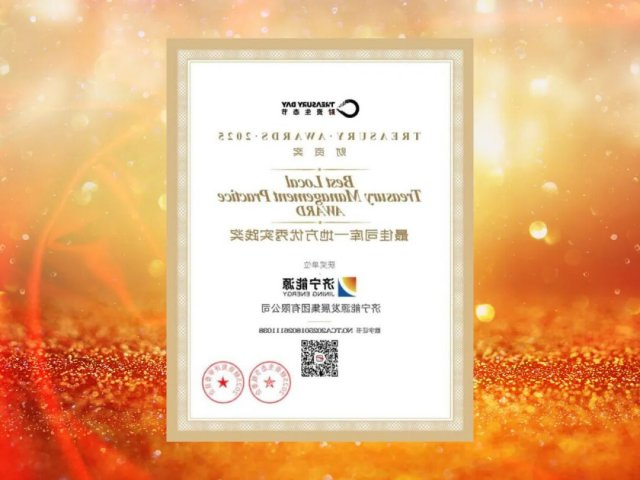 济宁能源集团荣获财资奖“最佳司库－地方优秀实践奖”